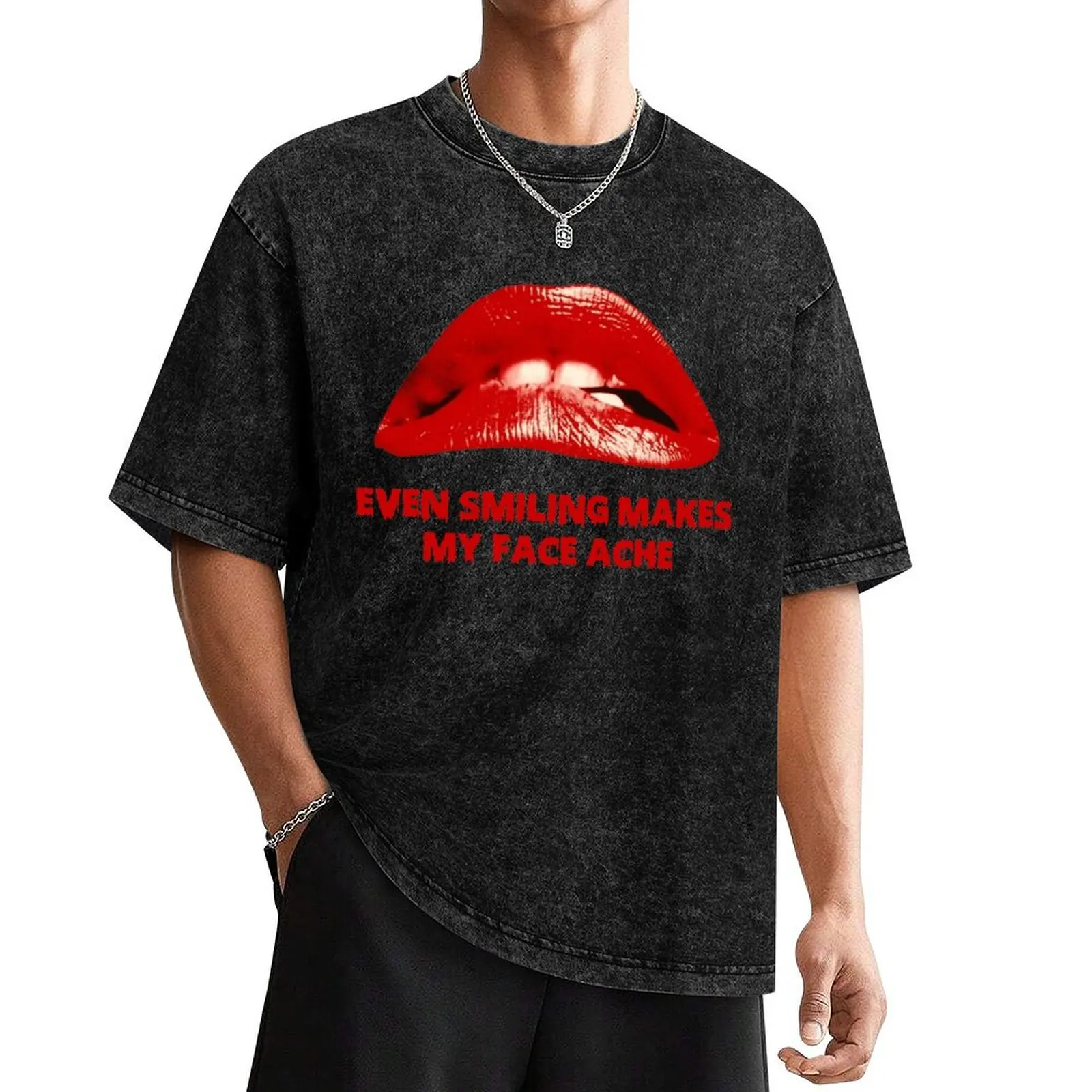 

Even smiling makes my face ache T-Shirt quick-drying boys whites men clothings