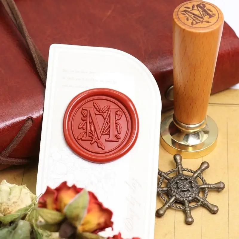 

Handmade Beechwood Brass Letter Sealing Stamp Personalizing for Invitations
