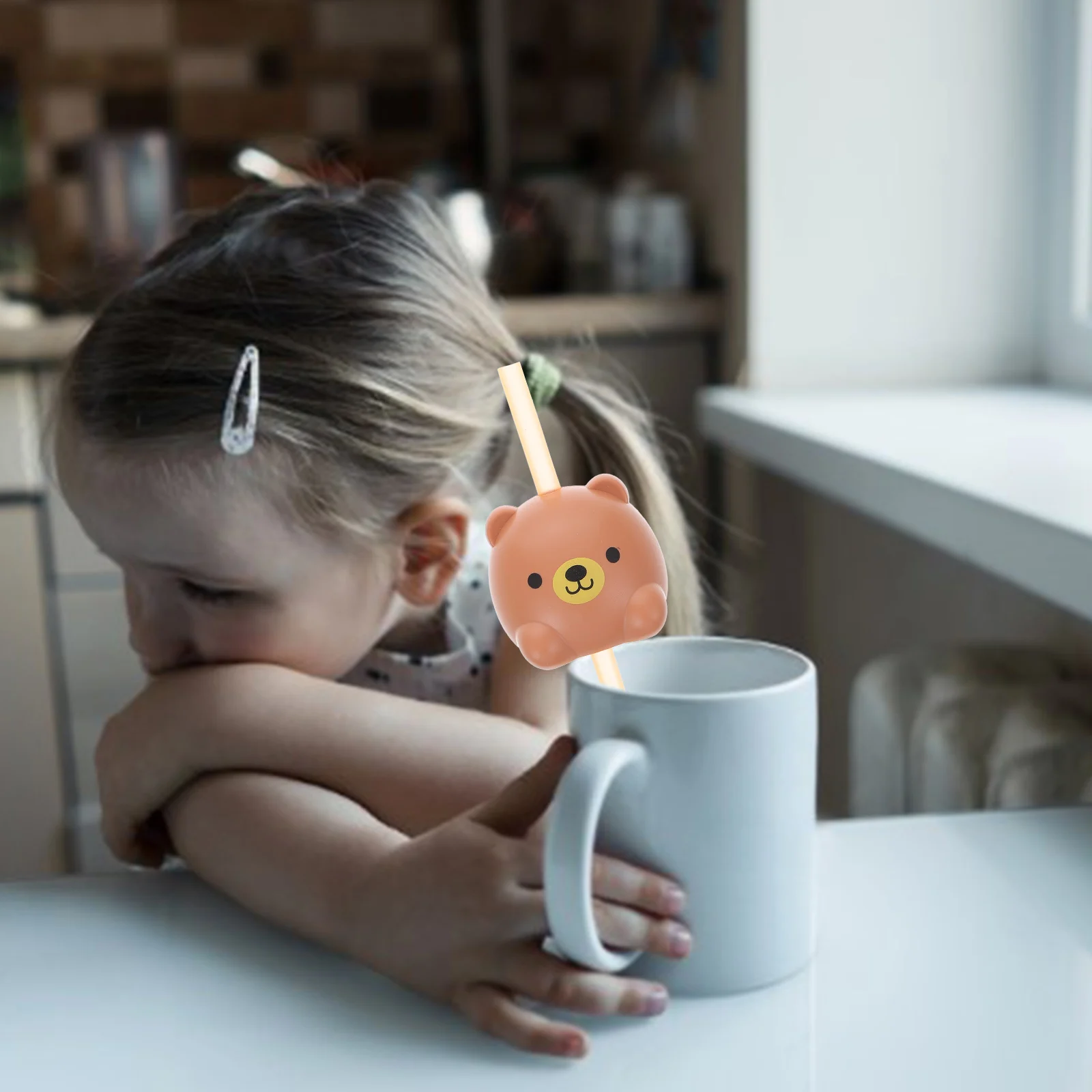 Giocattoli per animali domestici Altoparlante Cannuccia per animali Cartoon Bere Bevande Cannucce decorative marroni Bambino