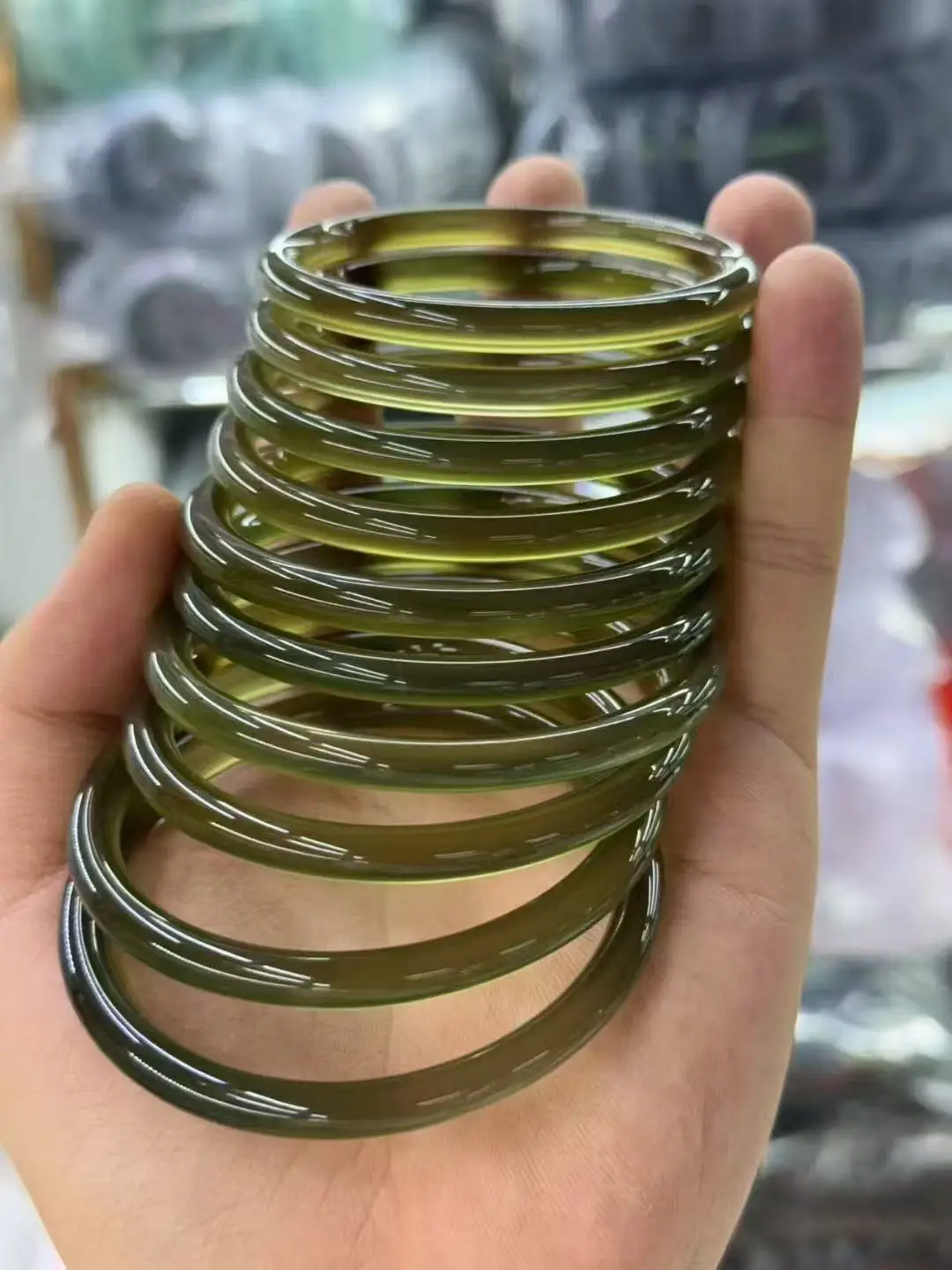 Quality Natural agate grass green Chalcedony Bracelet Exquisite Jade Bangle High Ice Round Bar Bangle Elegance Fine Jewelry