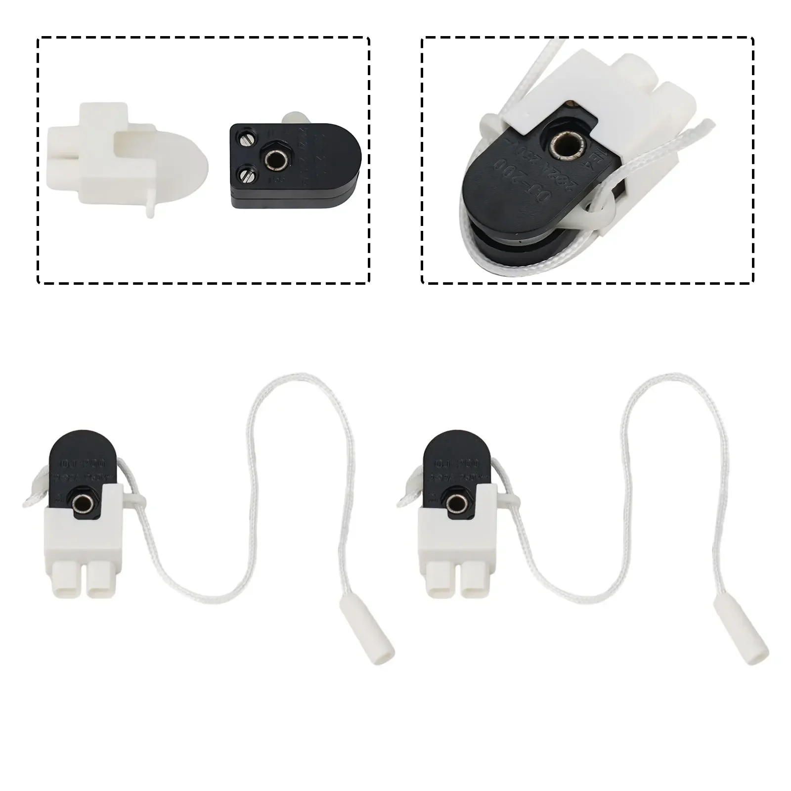 Cord-operated Switch Pull Switch Stainless Steel White&Black 2pcs Convenient To Install For Pull Switch High Quality