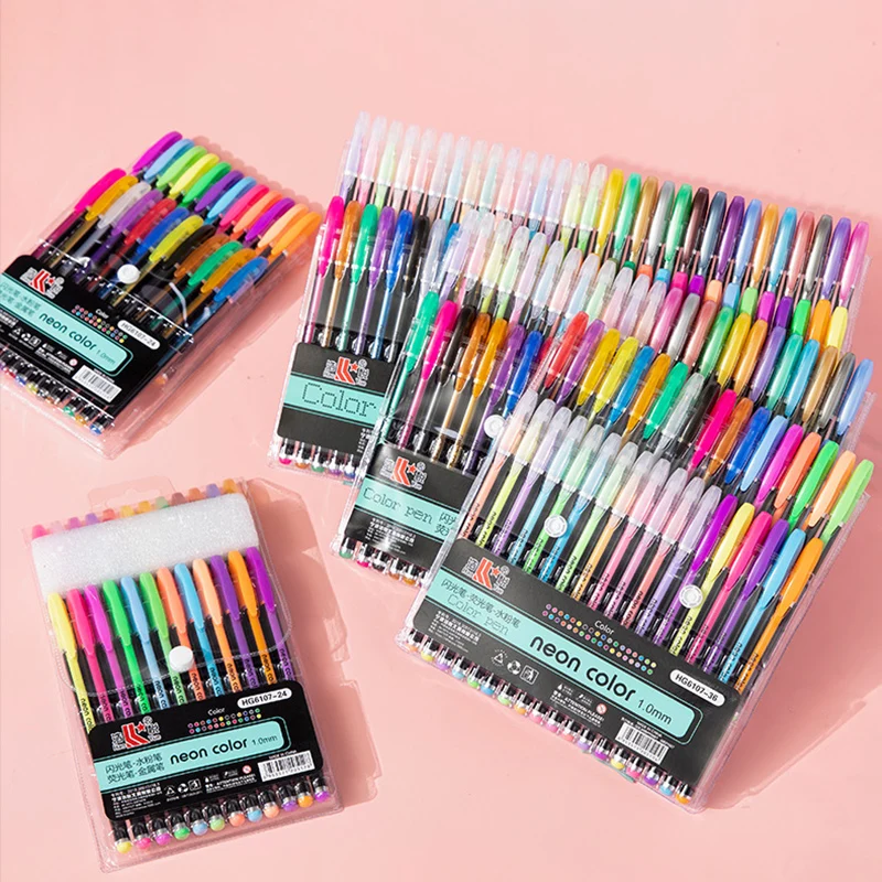 12-60Pcs Metallic Glitter Gel Pens Colorful Stationery for School Office Drawing Art Markers Highlighters