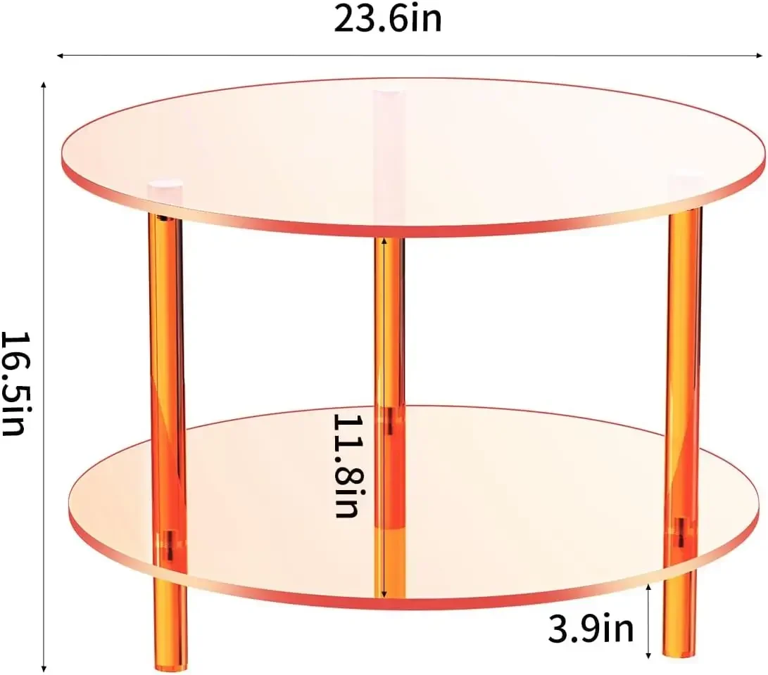 Table basse en acrylique, petite table basse ronde et moderne pour le salon