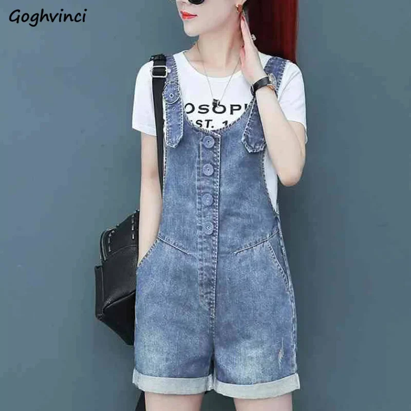 

Rompers Women Summer 2020 New Fashion Loose Pockets Denim Womens All Match High Waist Females Hot Sale Playsuits Korean Style
