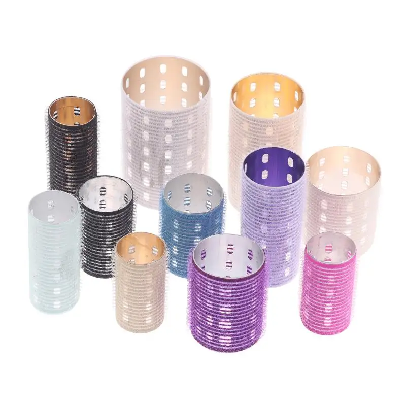 NEW Color Aluminum Core Self-Adhesive Hair Roll Pure Nylon Hook And Loop Roller Self Grip Styling Hot Thermal Volume Curler view 2