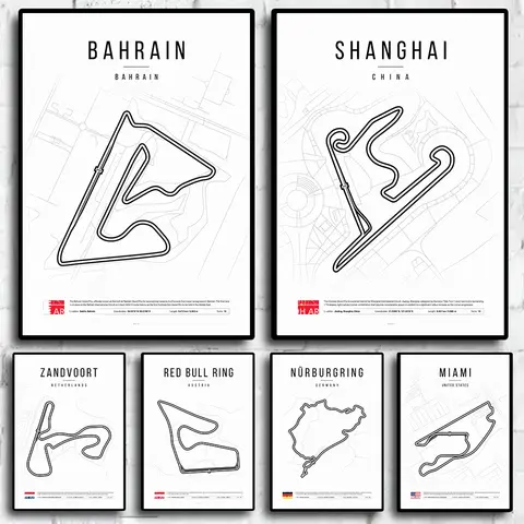 2025 Formula1 벽 예술 북유럽 포스터 미적 모터 스포츠 경주 그림 캔버스 회화 경주 트랙 벽 예술 홈 장식 인쇄 방