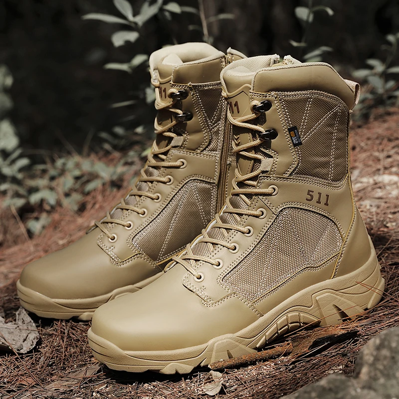 Men's Desert Men Ankle Male Outdoor Hiking Shoes Tactical Boots Big Size 39-47 Work Safety Shoes Motocycle