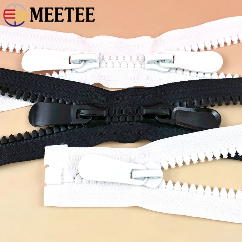 

Meetee 8# 15# Large Resin Zippers 70-150cm Double/Single Slider OpenEnd Long Zips Down Jacket Tent Zipper DIY Sewing Accessories