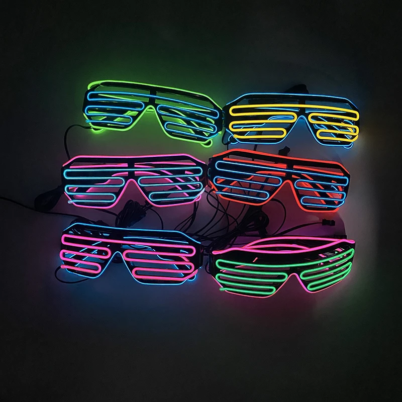 Light Up Flashing Shutter Neon Rave Glasses Led Glasses Flashing Sunglasses Glow in The Dark For EDM music show DJ Costumes