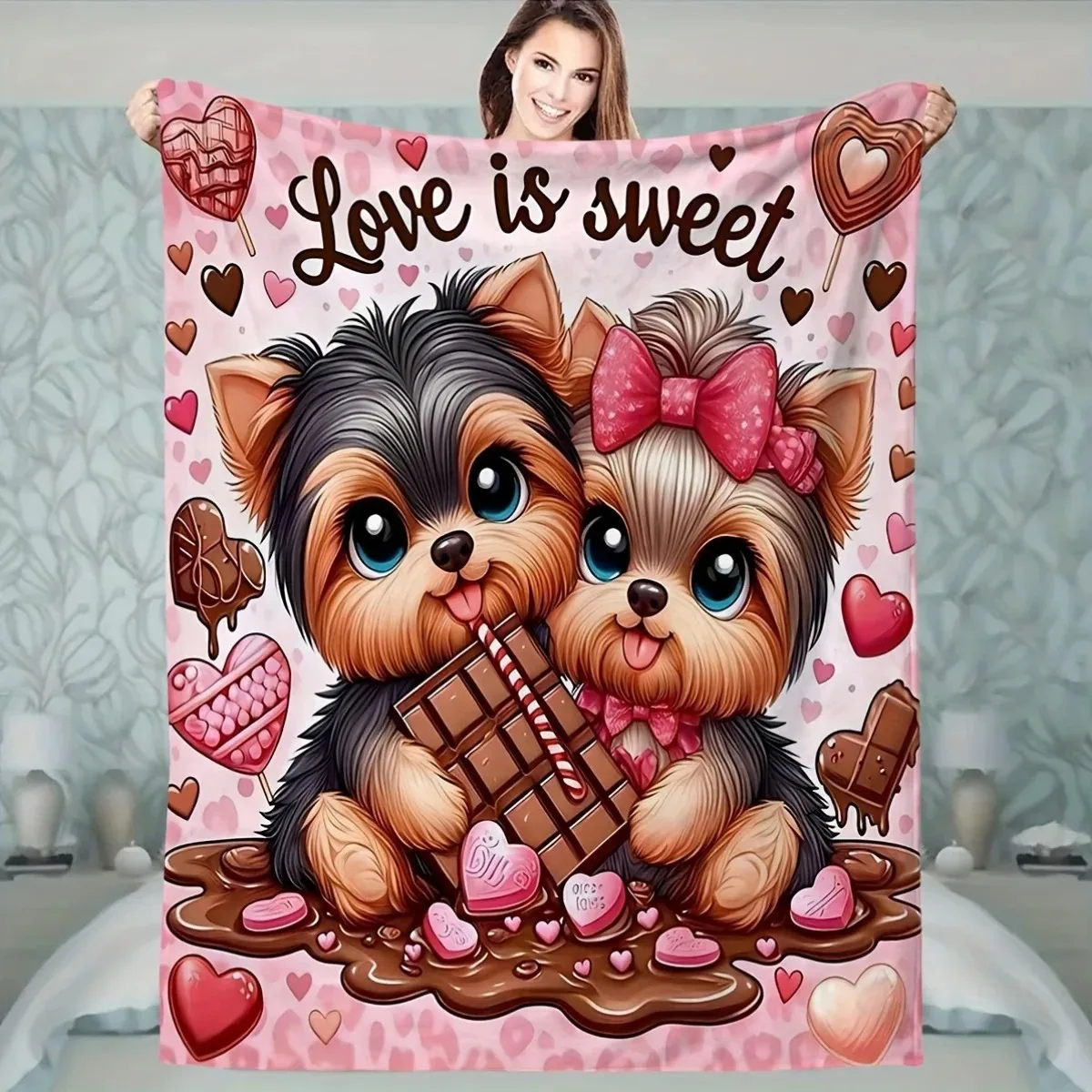 

Очаровательное флисовое одеяло с принтом йоркширского терьера: мягкое и теплое, подходит для дивана, кровати, офиса, кемпинга и многого другого — на все времена года.