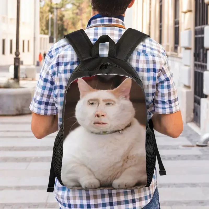 Personalized Nicolas Cage cat meme backpacks men women casual bookbag for college school bags