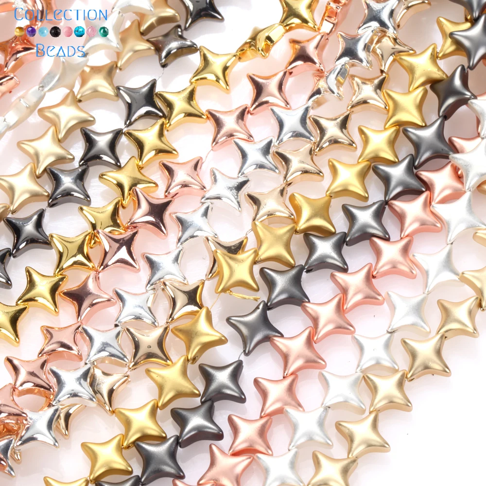 10mm Natural Stone Colorful Four-Pointed Star Hematite Loose Beads For Jewelry Making DIY Bracelet Accessories 15\