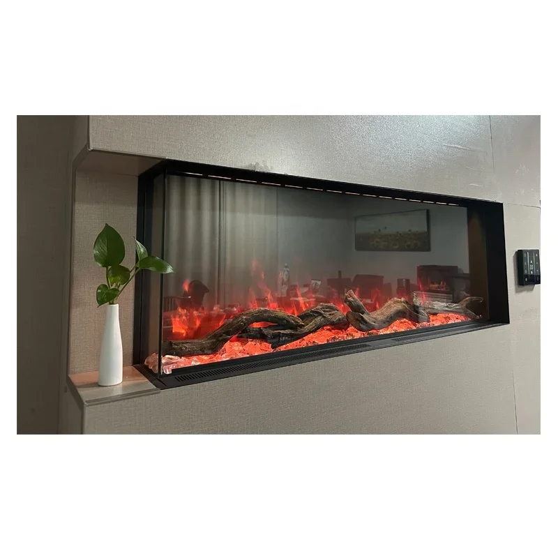 Factory Electric Fireplace Heater 1500W Wall 3 Sided Recessed Electric Fireplace 44 56 68 80 96 INCH