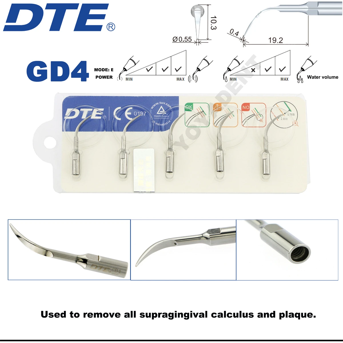 Original Woodpecker DTE Dental Scaler Tips Scaling Tip Fit SATELEC ACTEON NSK Ultrasonic Scaler Handpiece