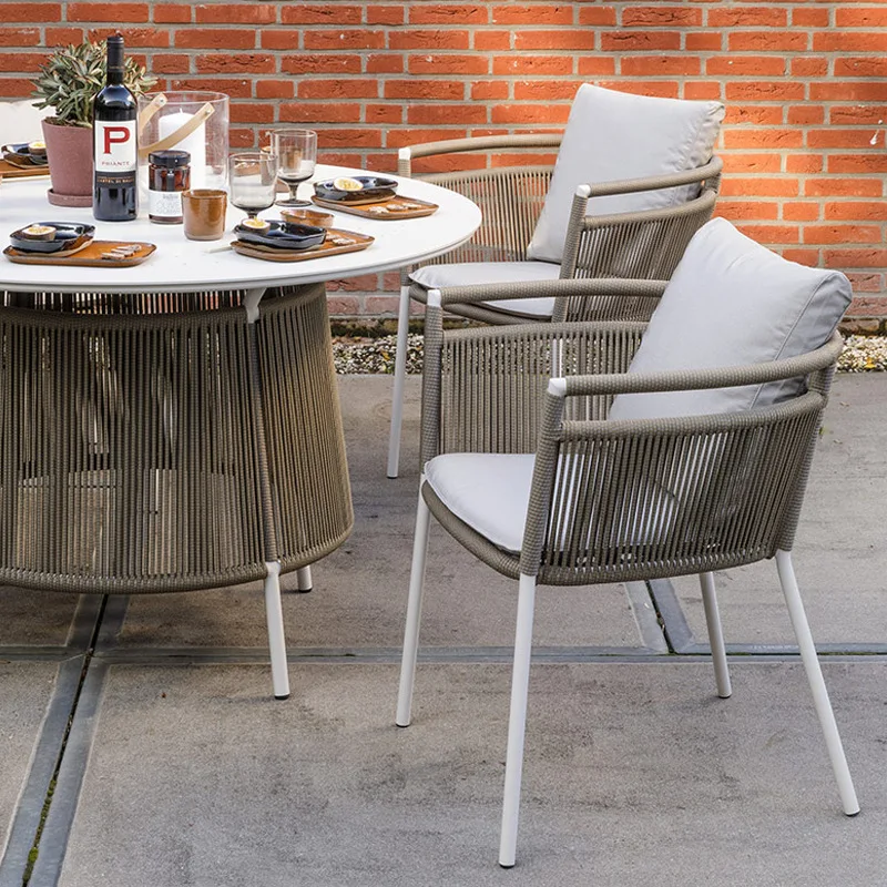 

Nordic outdoor rattan sofa small coffee table combination living room weaving garden balcony courtyard simple furniture leisure