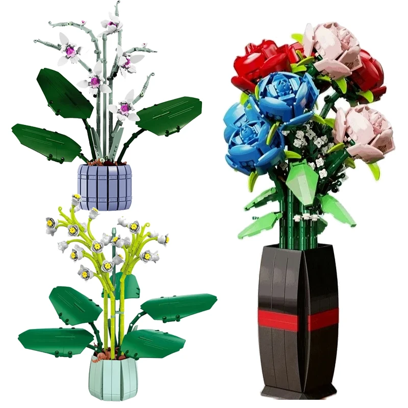 

Creativity Bonsai Potted Plant Building Blocks Series MOC Flower Home Decoration Bouquet Sunflower Toys Bricks Model Girls Gifts