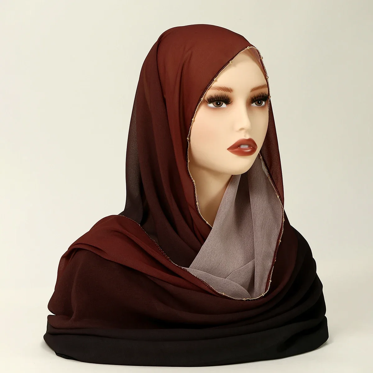 

Premium Chains Gradient Chiffon Hijab Scarf Long Shawl Muffler Fashion Muslim Headband Neckerchief Bufanda Foulard Turbante New