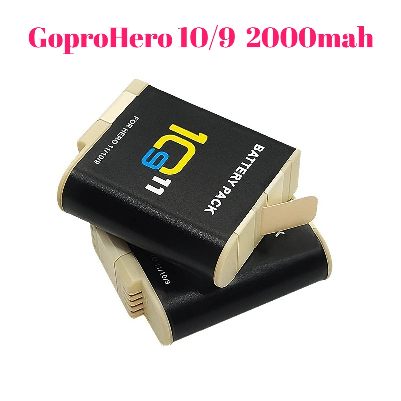 

Аккумуляторная батарея емкостью 2000 мАч для GoPro Hero 10 9, совместимая с GoPro HERO10/9, черная расширенная батарея для спортивной камеры