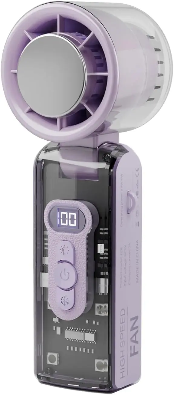 

Перезаряжаемый портативный охлаждающий вентилятор USB-C, складные портативные вентиляторы с сенсорной пластиной холодного воздуха, персональный высокоскоростной фонарик