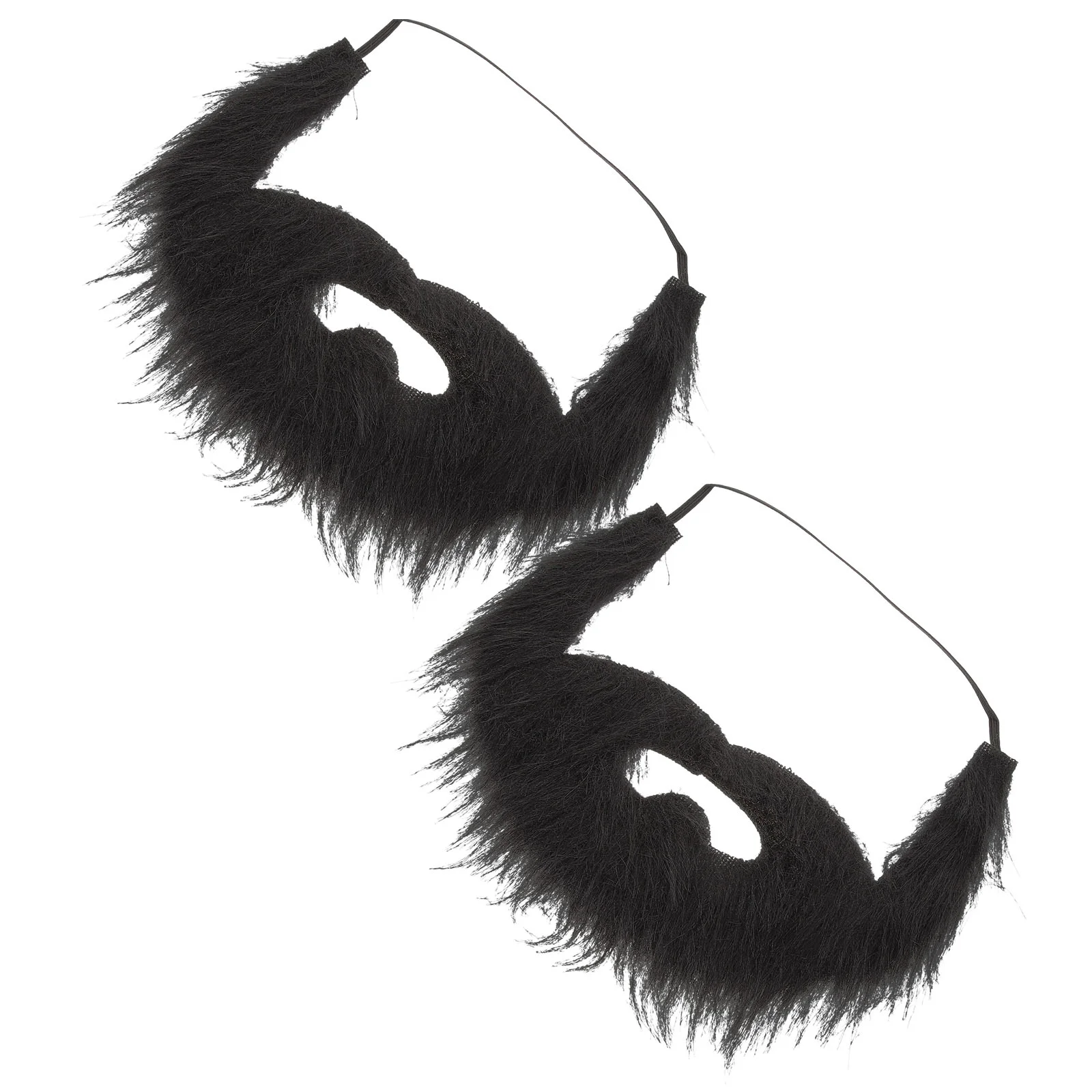 2 Pcs Fake Beard Mustache Ornament Dress up Facial Hair Costume Accessories Decor Movie Props Dense Prom