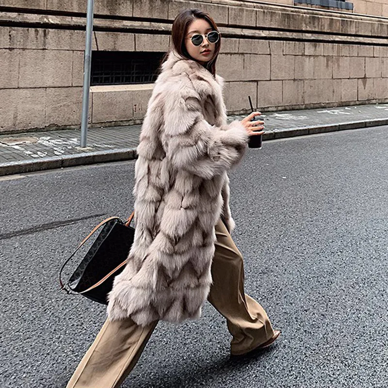 Women's Autumn Winter Top Coat Long Faux Fur Thick Warm Retro Simple Casual Design Fashion Advanced Soft Niche Versatile Brand