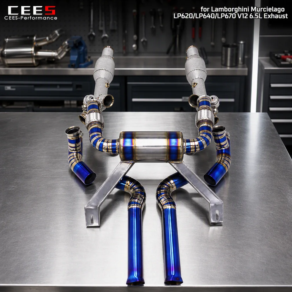CEES Catback Exhaust Downpipe for Lamborghini Murcielago LP620/LP640/LP670 V12 6.5L 2006-2016 Exhaust Pipe Vacuum Valve Control