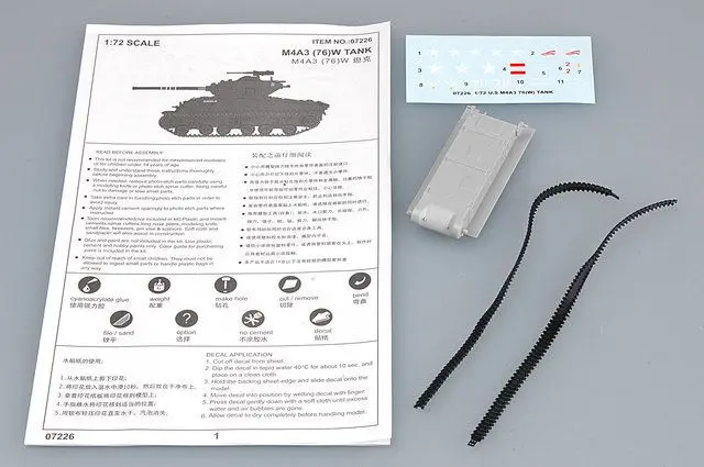 TRUMPETER Military Model 1/72 Sherman M4A3 (76)W Tank Scale 07226 Static Kit TH05387-SMT2