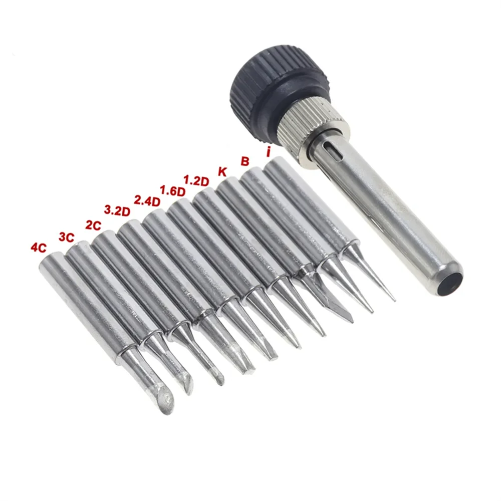 10Pcs Soldering Iron Tips 900M Lead-Free Solder Iron Tip Replaceable Soldering Tip with Welding Sleeve for Soldering Station