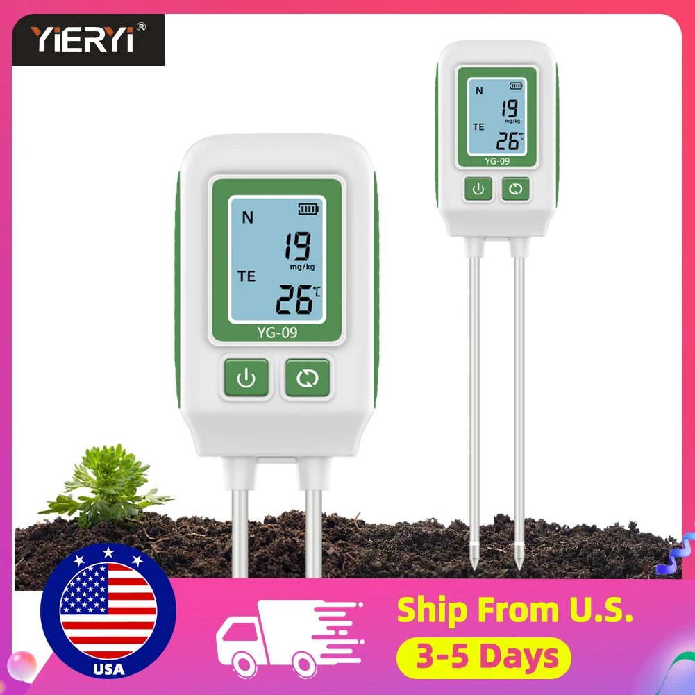 Yieryi – testeur de sol 4 en 1, capteur NPK, température, azote, phosphore, potassium, détecteur d'engrais du sol pour jardin, plantation, ferme