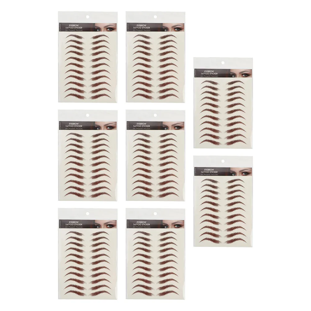 

9 Sheets Waterproof Eyebrow Stickers False Brown Transfer Temporary Tattoos 6D Hair Like Realistic Easy Use Novice