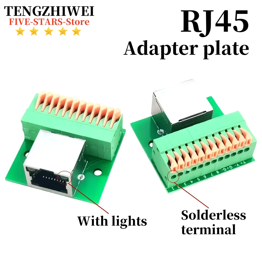 

1Pcs RJ45 Port terminal with lamp data conversion board No soldering wire terminals