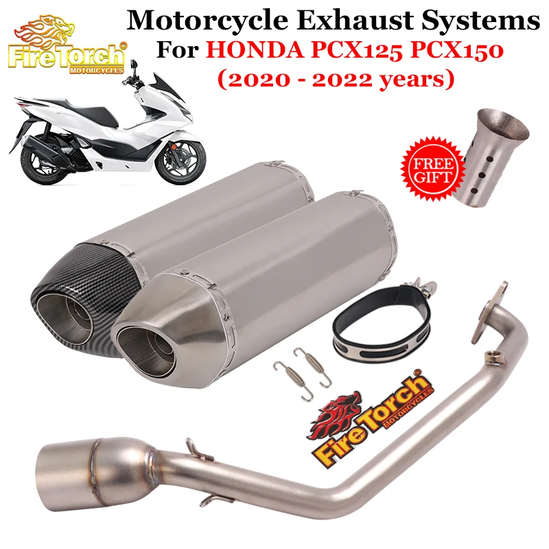 

For Honda PCX125 PCX150 PCX 125 150 2021 2022 Full Motorcycle Exhaust Escape System Front Mid Pipe With Muffler Moto DB Killer