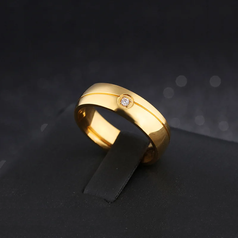Classic Wedding Rings for Women Men Gold Color Stainless Steel Couple Band Anniversary Personalized Name Lovers Gift