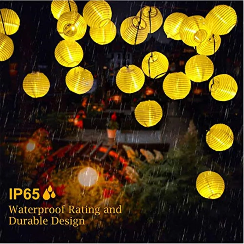 Solar LED String Lights Outdoor Lantern Fairy String Lights 8 Mode Lighting Camping Lamp for Patio Wedding Party Christmas Decor