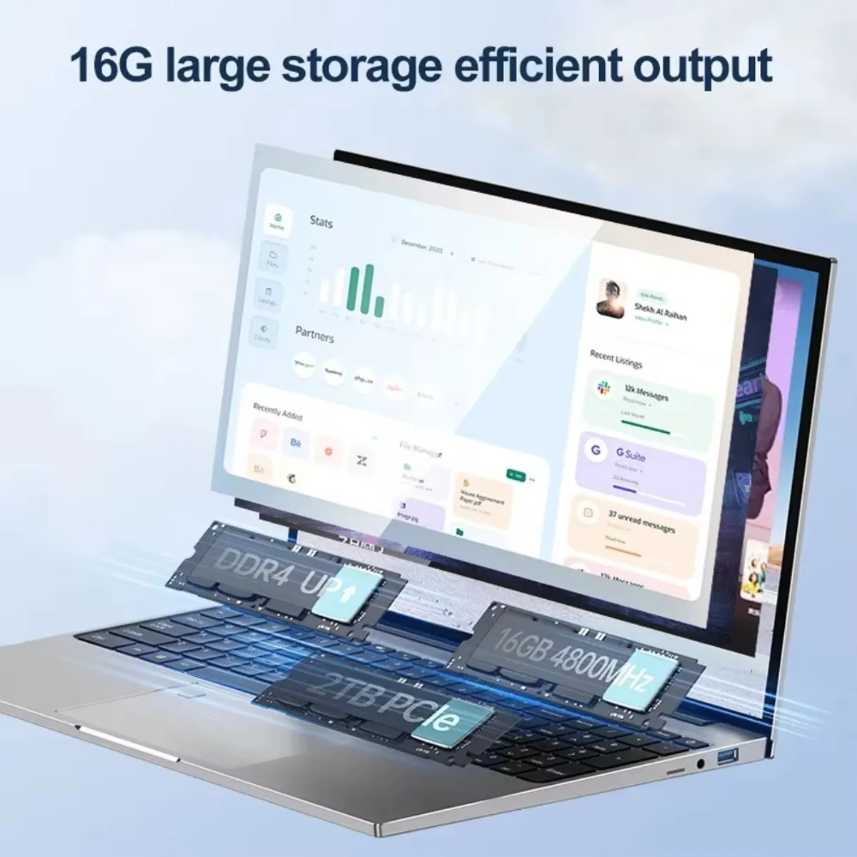 Nowy laptop Intel Windows 11 system 16-calowy ekran 2K HD 16G RAM 2TB SSD N5095 klawiatura mysz 0.3S odcisk palca komputer odblokowujący