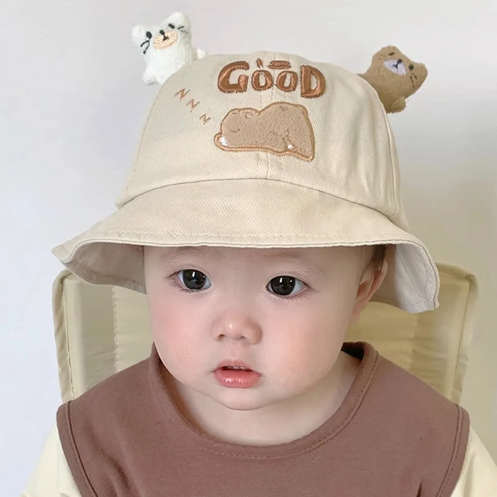 

Fashion Cute Cartoon Bucket Hat UV Protection Wide Brim Fisherman Cap Casual Breathable Sunscreen Cap Baby