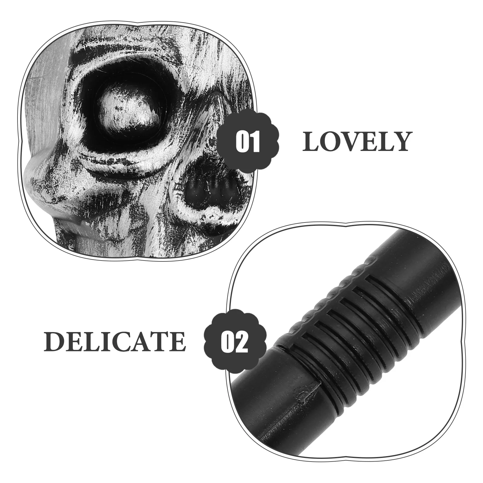 1pc スカルヘッドウォーキングケーン ハロウィンコスプレ小道具 装飾コスチュームアクセサリー パーティーデコレーション 不気味な杖