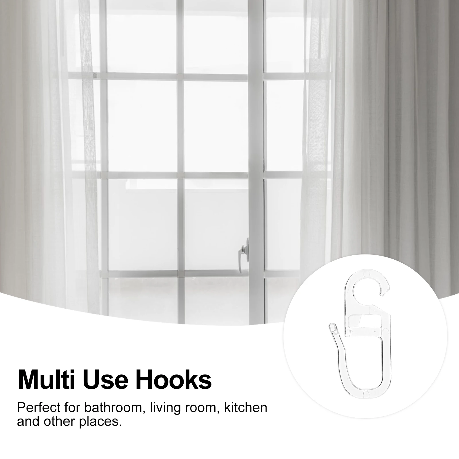 

100Pcs Plastic Curtain Hooks Creative Practical Design for All Kinds of Curtains Home Decoration Tiebacks
