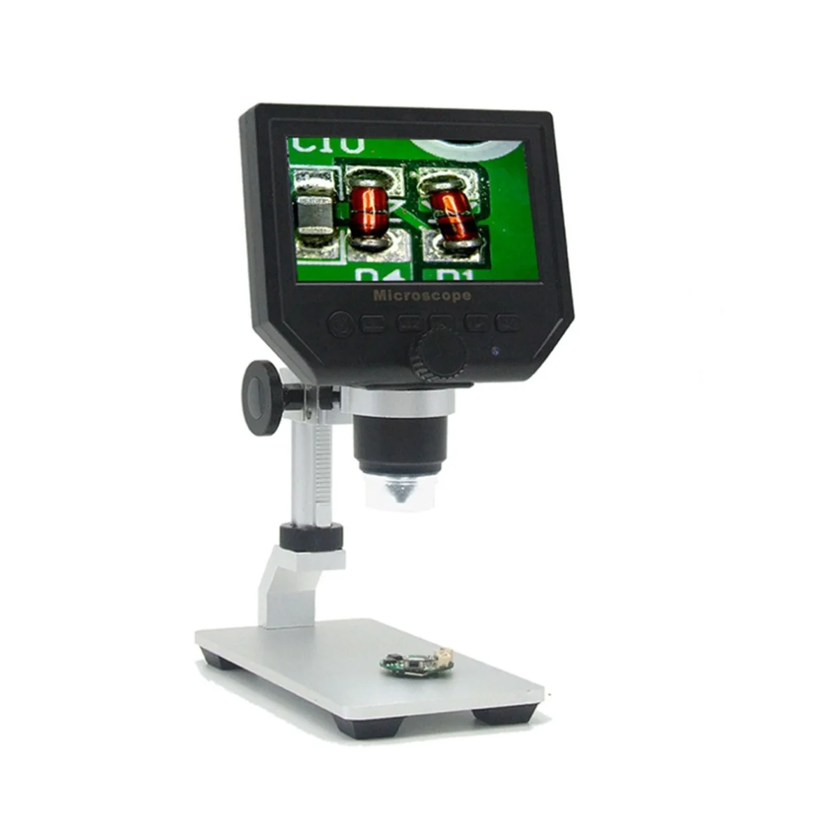 Digital Microscope -Metal Stand 4.3 Inches HD LCD Video Soldering/ Phone Repair Microscope 600 Magnification -EU Plug