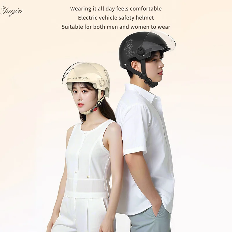 

1 Piece Battery Motorcycle Summer Universal Four-season Sun Protection Safety Helmet Half Helmet Electric Car Women's Helmet