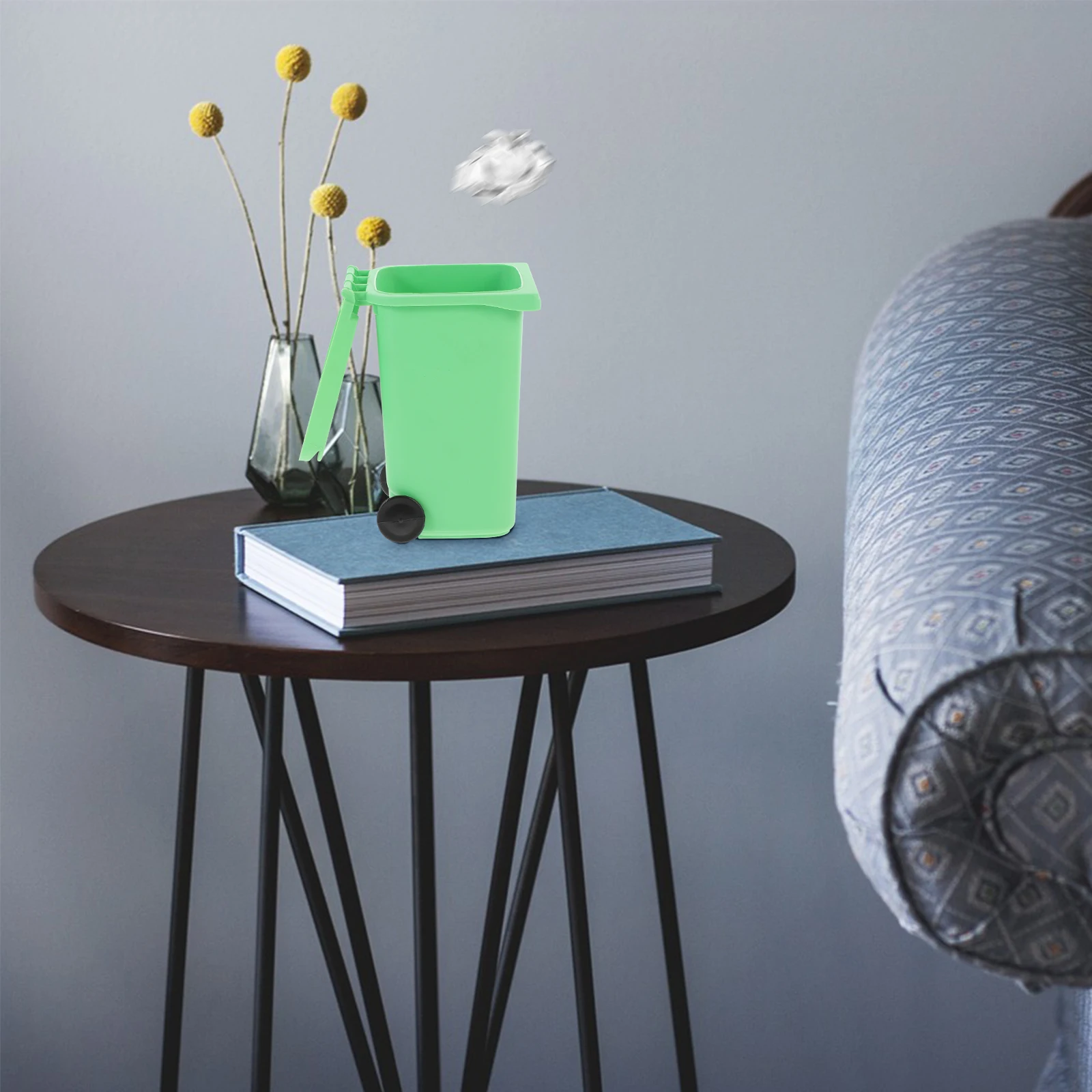 Multifunktions-Desktop-Mini-Mülleimer, Arbeitskanister, klein, mit Deckel, Kunststoff-Müll, Büro