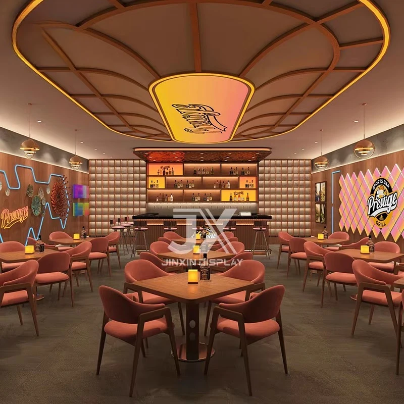 

Factory Custom 3D Design Coffee Shop Bar Counter Modern Hotel Restaurant Furniture Table And Chair Set One-stop Solution