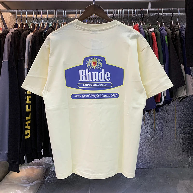 2026 New RHUDE Short Sleeve American Retro Racing Chest Logo Printed T-shirt Summer Casual High Quality Men's RHUDE Top Tee