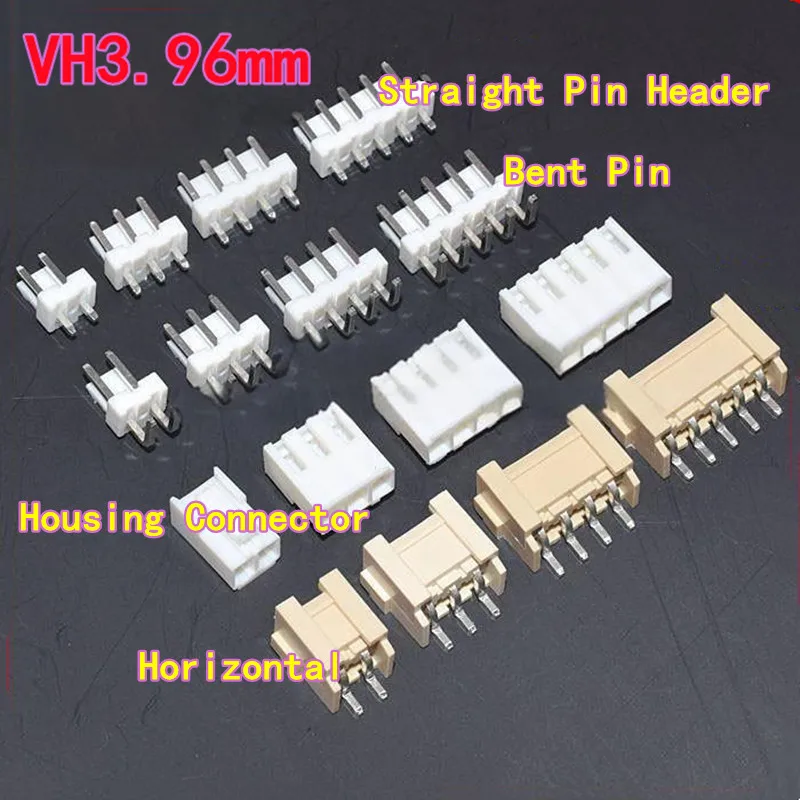 20 piezas VH3.96mm cabezal de Pin recto/Pin doblado/conector de carcasa/bloque de terminales, montaje Horizontal/Vertical 2/3/4/5/6/7/8/9/10P