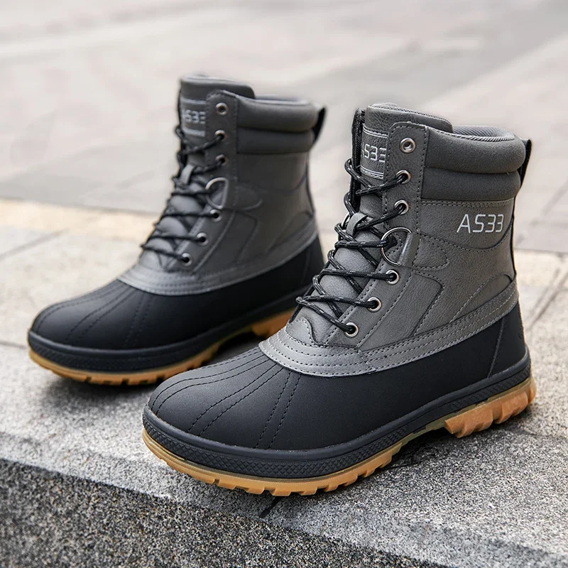 Plus Size 48 Outdoor Men Boots Winter Snow Boots for Men Training Work Boots Waterproof Slip-Resistant Keep Warm Winter Shoes