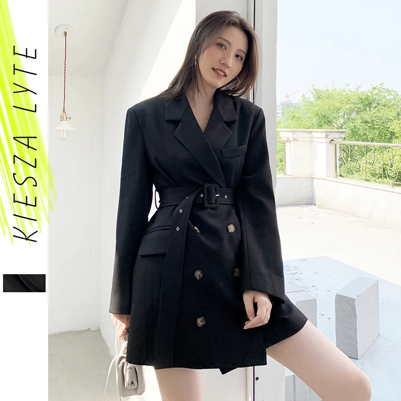 

Blazers for Women New 2024 Autumn Winter Fashion Designer Office Lady Slim Black Blazers With Belt Jackets Formal Outerwear