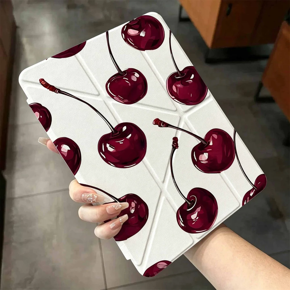 Red Cherries For iPad mini Air Pro 13 12.9 11 10.9 10.5 10.2 9.7 8.3 7.9 inch 5 6 7 8 th Transparent Pen slot Tablet Case