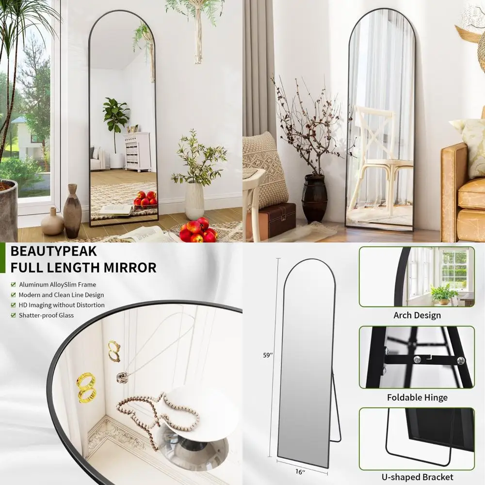 Wandspiegel in voller Länge 59 x 16, Rahmen aus Aluminiumlegierung, ideal für Schlafzimmer und Ankleidezimmer, Ganzkörperspiegel für den Heimgebrauch