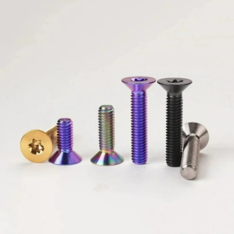 2pcs Titanium Alloy Countersunk Head Torx Screw M3 M4 M5 M6 M8 Flat Head Electric Motorcycle Modification Bolt Length 8mm-40mm