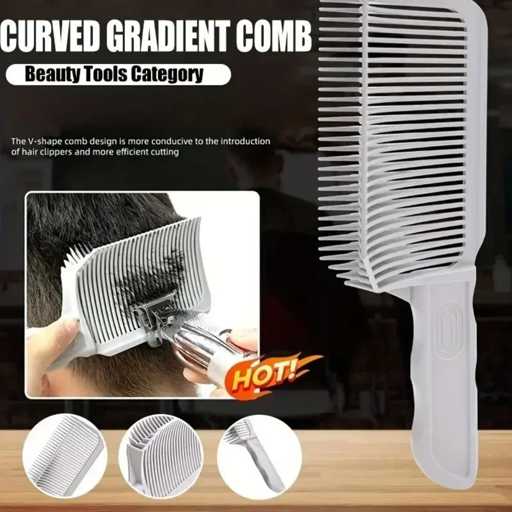 

Curved Gradient Comb Professional Barber Clipper Blending Flat Top Hair Cutting Comb For Men V-shaped Arc Comb Positioning Brush